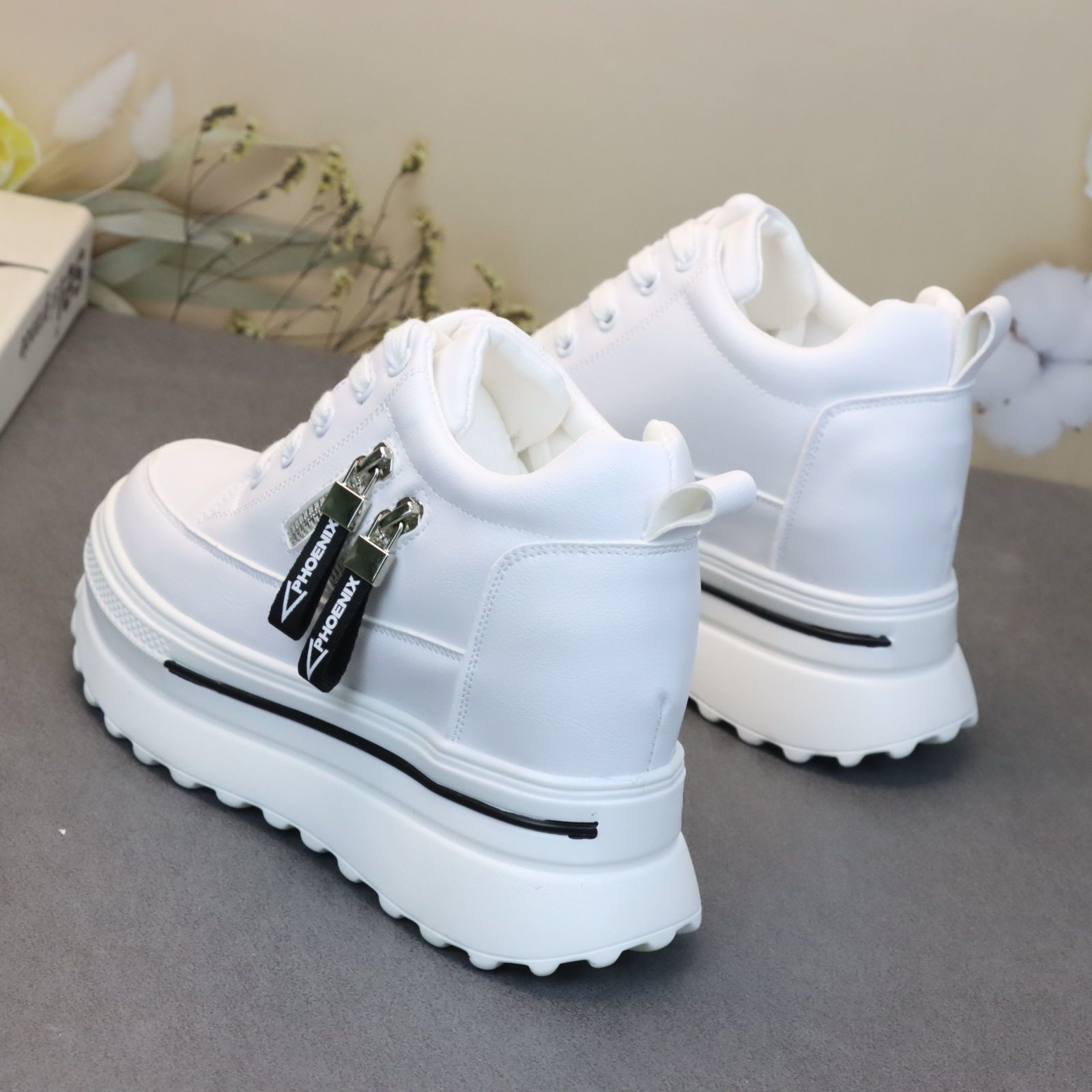 花花公子休闲内增高女鞋显瘦厚底松糕鞋女加绒保暖棉鞋时尚轻便棉