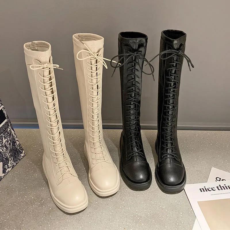 Women's boots 2021 autumn new versatile tall Korean Boots White knee length small Knight boots