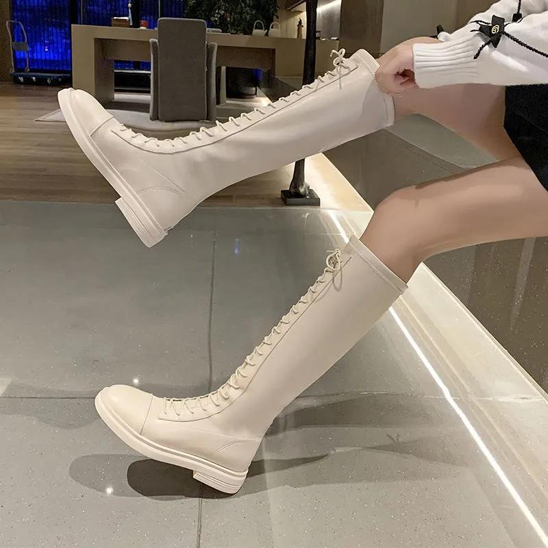 Women's boots 2021 autumn new versatile tall Korean Boots White knee length small Knight boots