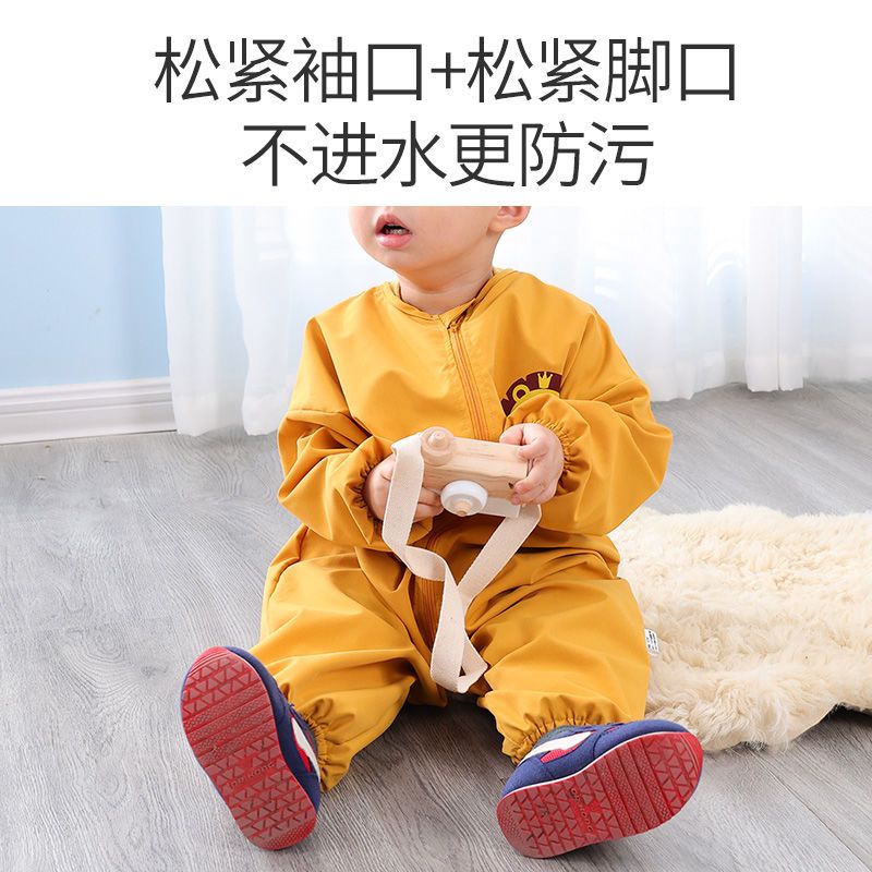 Baby coveralls spring, autumn and winter whole body waterproof and anti-dirty outerwear baby crawling clothes children's painting coveralls