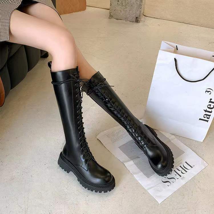 Martin boots women's summer 2022 autumn and winter new thin lace-up but knee-high boots thick-soled knight boots boots