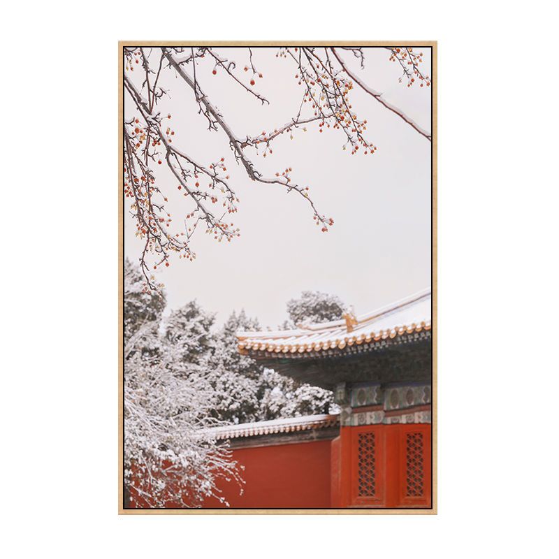 故宫初雪中国风diy数字油画 建筑红墙手绘填色油彩装饰画来图定制