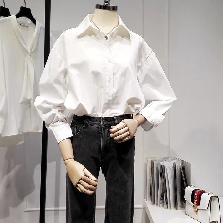 White chiffon shirt women's loose and thin spring and autumn new temperament simple shirt design sense niche top