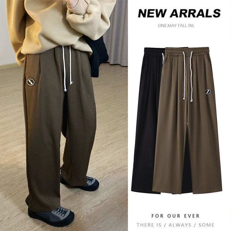 Boys' high street sports casual pants Korean style trendy spring and autumn style Hong Kong style drawstring guard pants loose all-match straight-leg pants
