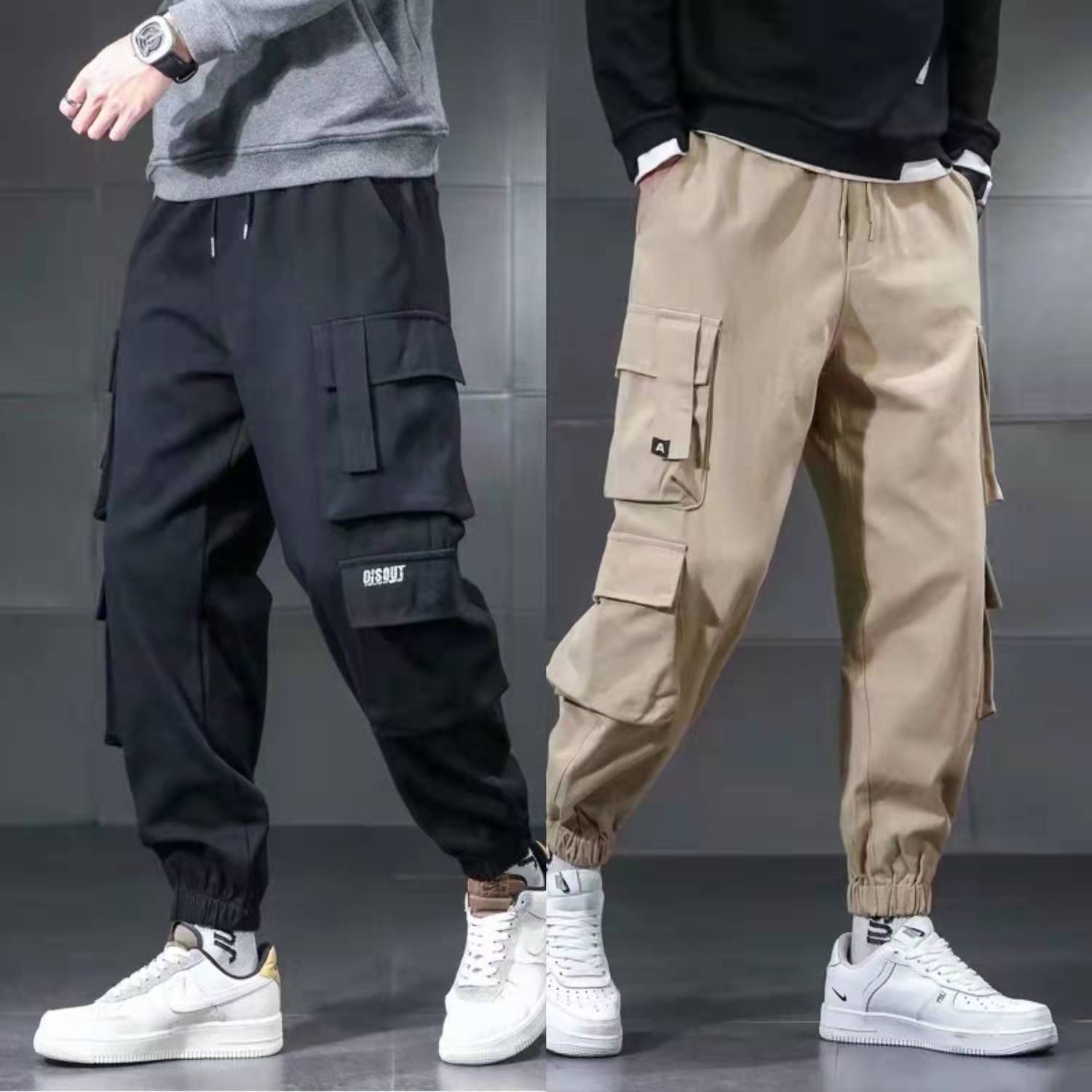 Pure cotton spring and autumn overalls men's loose wear-resistant work casual beam feet multi-pocket auto repair site anti-scald pants men