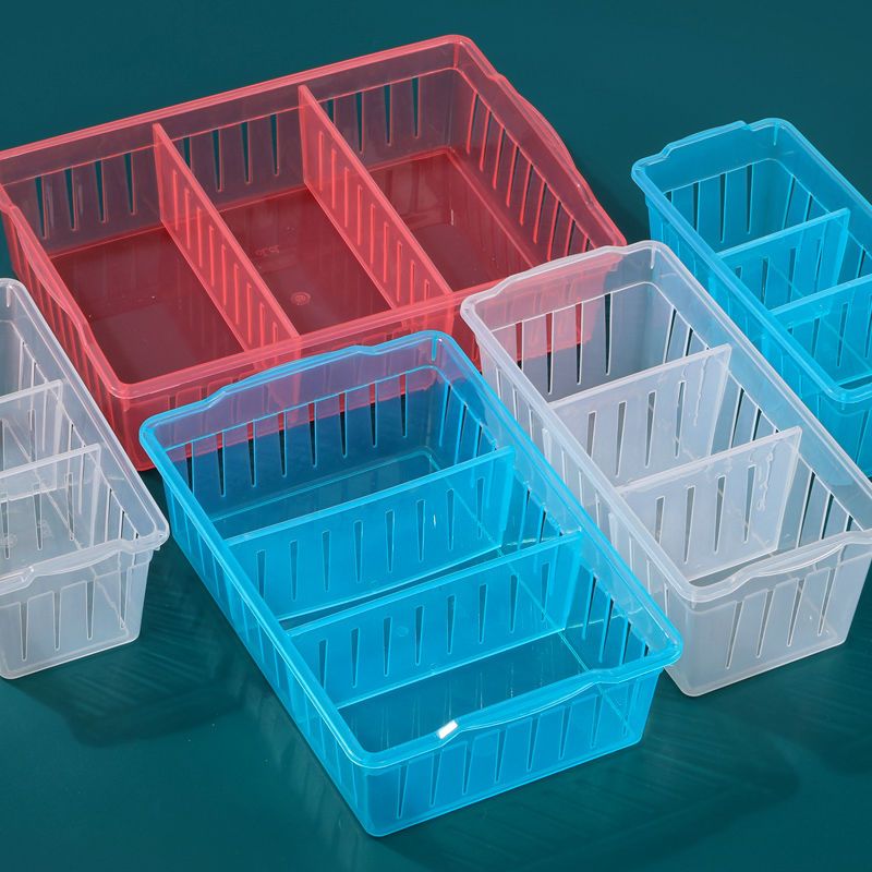 长方形桌面塑料收纳筐抽屉整理盒分格分隔盒厨房浴室零食置物篮