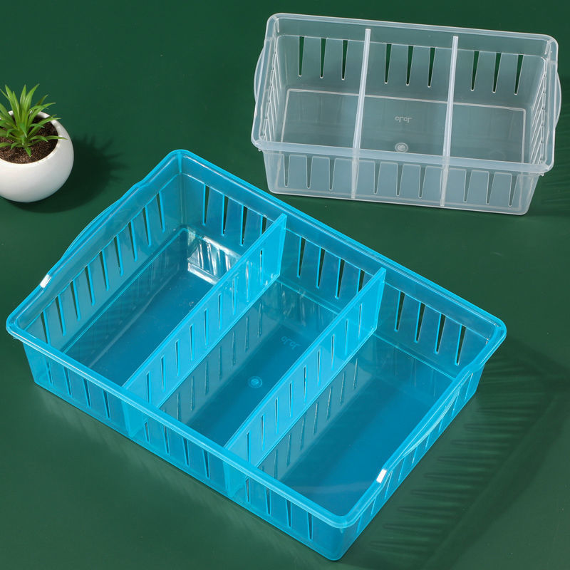 长方形桌面塑料收纳筐抽屉整理盒分格分隔盒厨房浴室零食置物篮