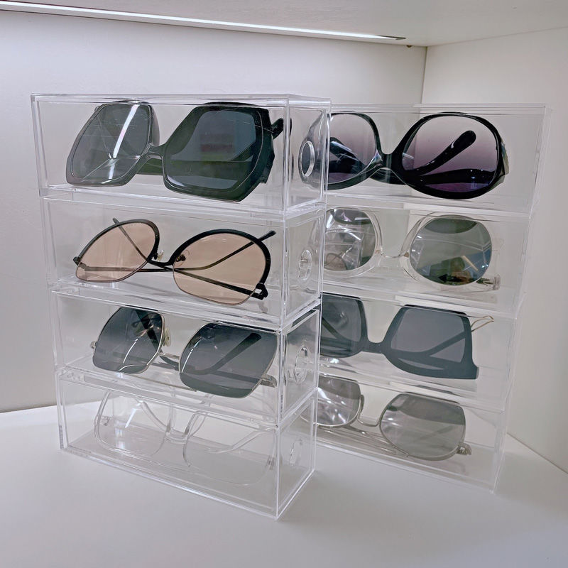 网红亚克力眼镜收纳盒多格透明展示架墨镜陈列架防尘创意眼镜盒