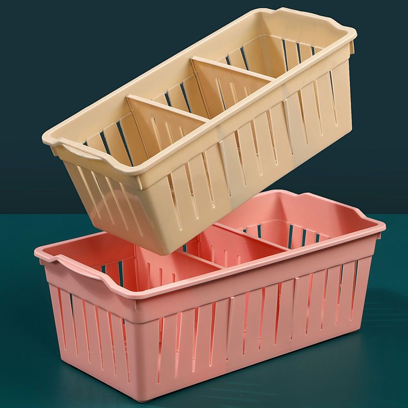 分格长方形收纳筐桌面塑料厨房储物盒抽屉分格家用姜蒜杂物置物篮