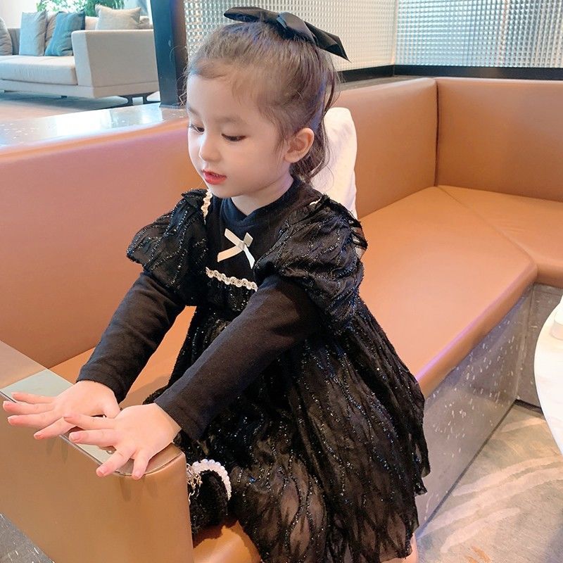 女童春季連衣裙兒童2023新款洋氣泡泡袖裙子周歲女寶寶公主禮服裙