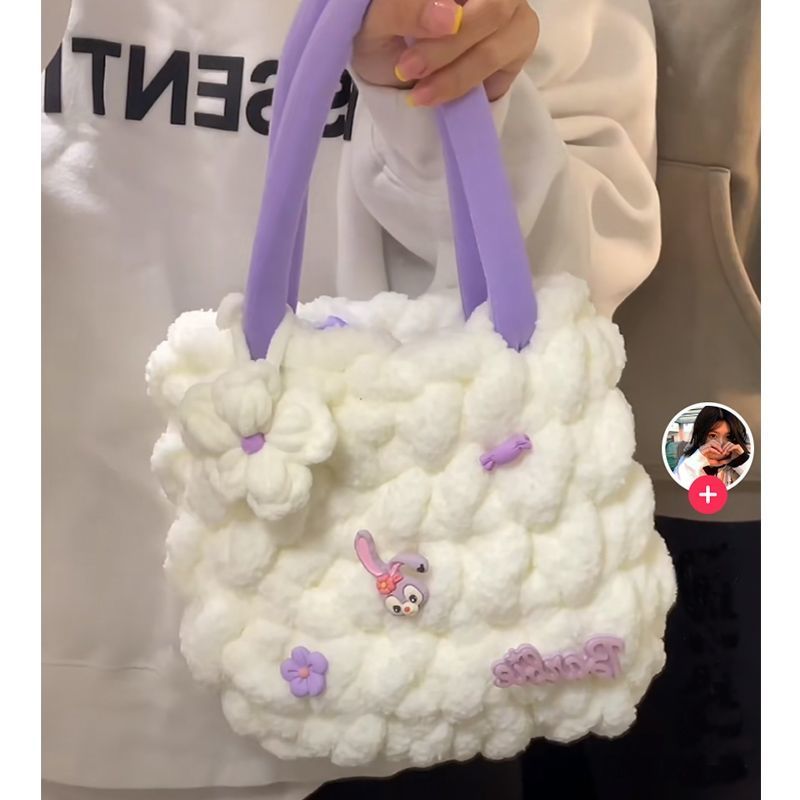 棉花糖雲朵手工編織包包diy自製毛線親手織材料包冰條送女友禮物