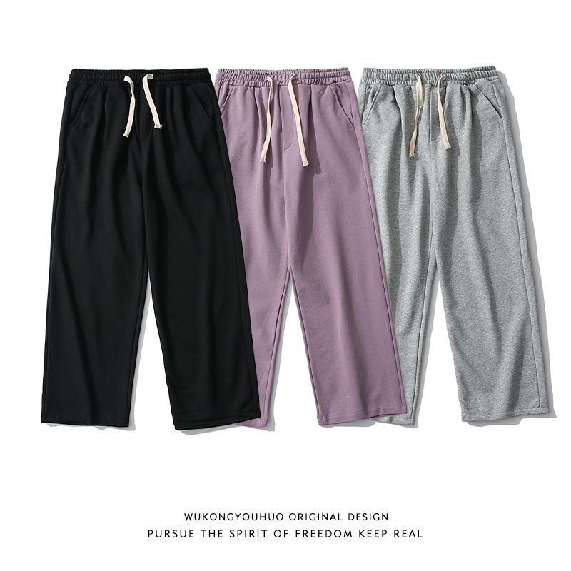 Casual pants, American style pants, ins sports, loose, large size, fat, thin, straight-leg pants, all-match trendy long pants, men
