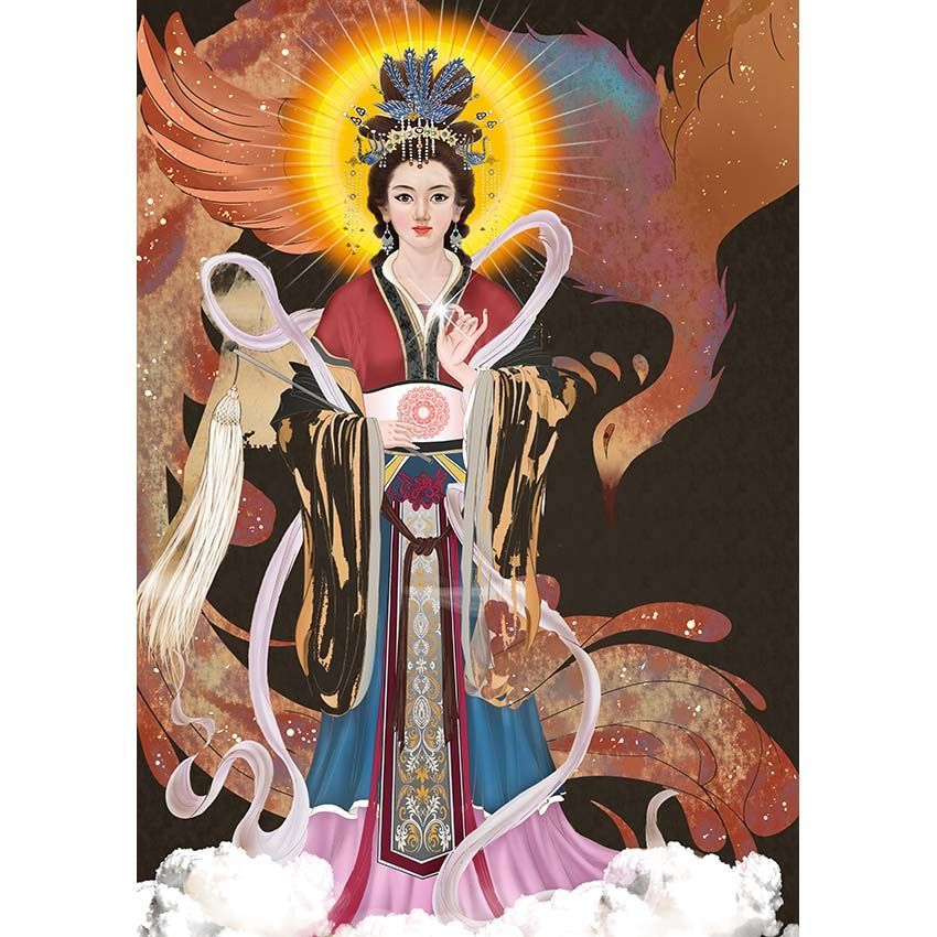 碧霞元君画像 泰山老母画像 泰山奶奶挂画 泰山娘娘相纸塑封