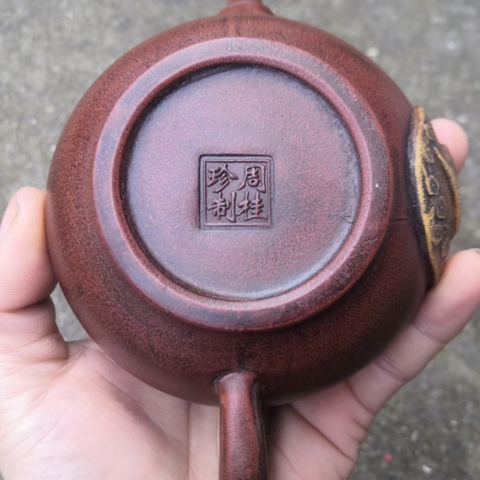 亏本清仓周桂珍底款老一厂伟人壶宜兴紫砂原矿紫砂壶红泥竹节茶壶