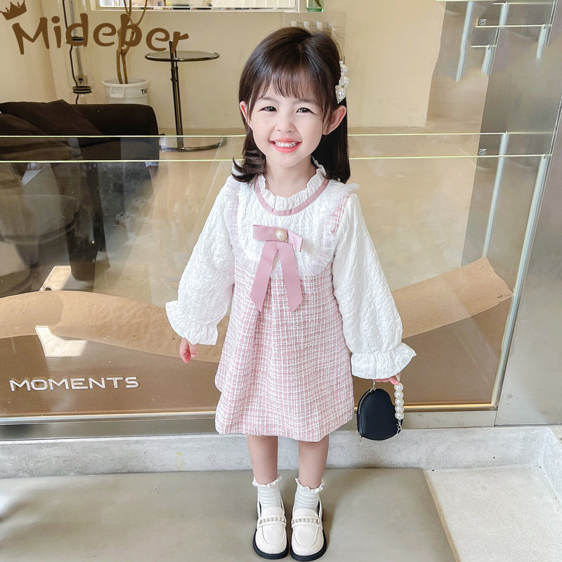 童裝網紅女童連衣裙秋裝2023秋款小香風公主裙寶寶假兩件裙子洋氣