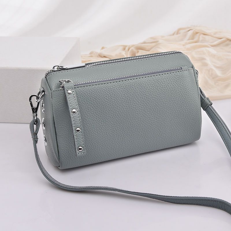 First-layer cowhide crossbody bag, genuine leather shoulder bag, women's soft leather fashion large capacity pure leather full leather women's barrel bag