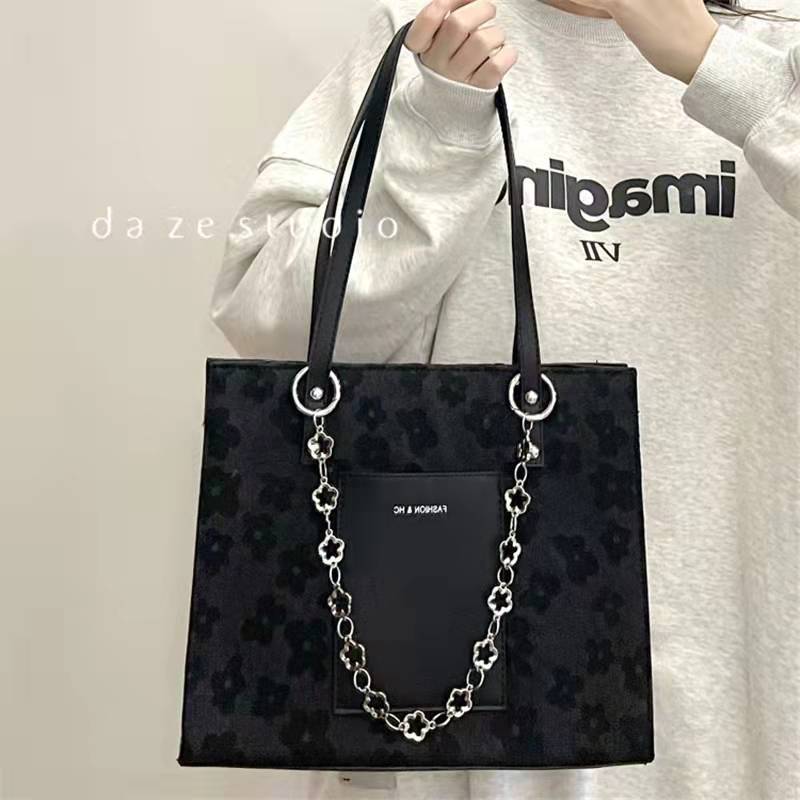 包包女2021新款托特包百搭ins小眾設計秋冬黑色大容量手提單肩包