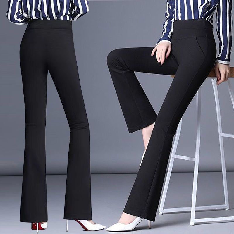  new autumn and winter style bootcut trousers women's high waist nine-point trousers ladies temperament trumpet fashion slim slim trousers