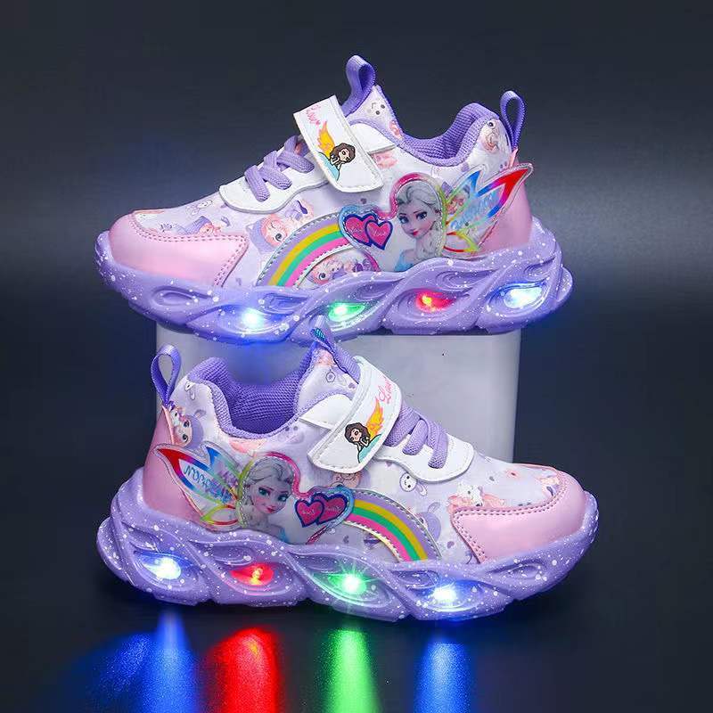 Aisha children's shoes girls light-up shoes  summer mesh sports shoes for large, medium and small children baby little girls light-up shoes