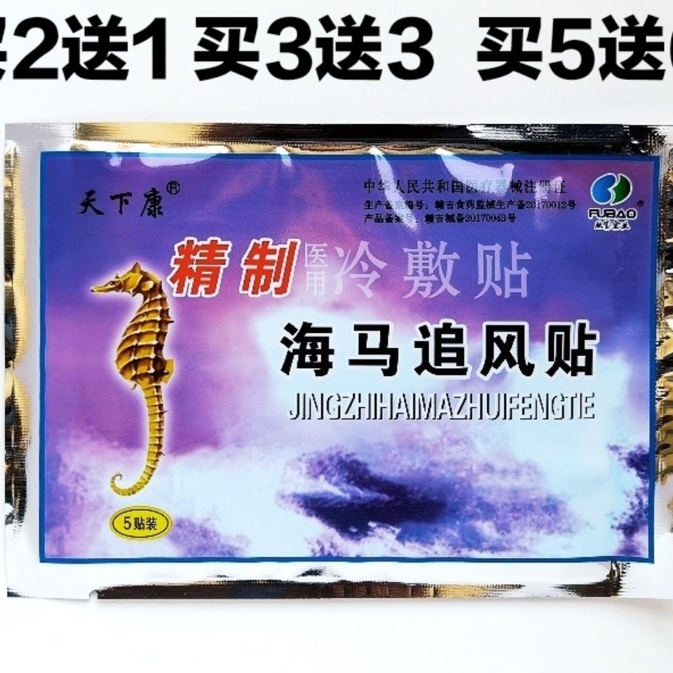 天下康海马追风冷敷贴海马贴膏5贴/袋颈椎腰椎关节颈肩腰腿痛可贴