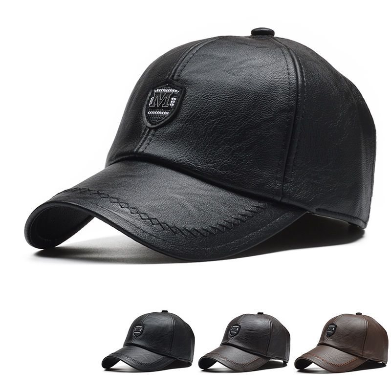 Men's Thermal Pu Leather Baseball Cap With Ear Protection Autumn_voghion.com