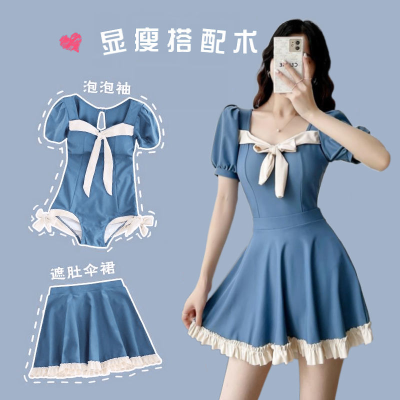 2023 New Super Fairy Hot Spring Swimsuit Women's Sexy One-piece Covering Belly and Slimming Internet Celebrity Ins Style Conservative Swimsuit