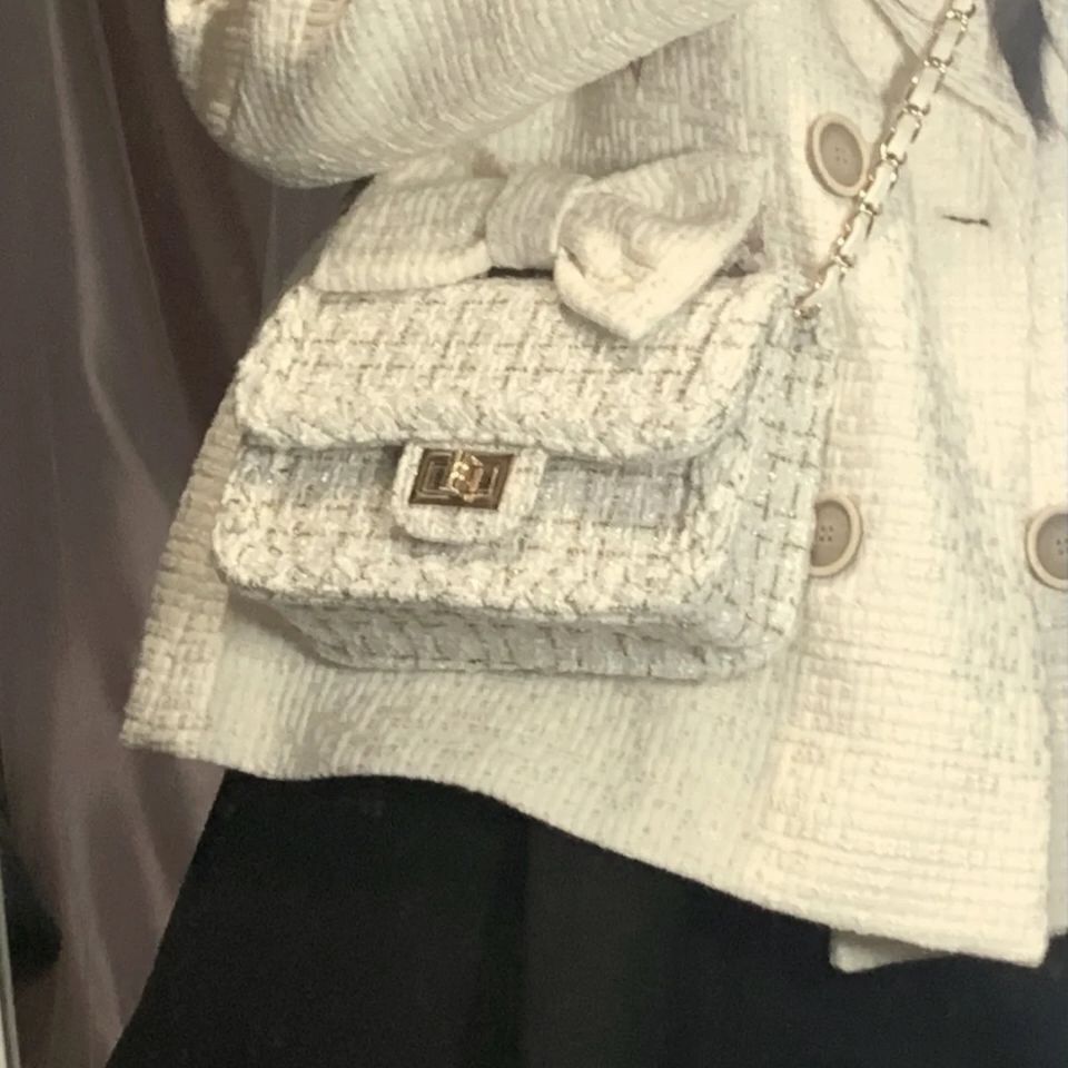 JACDBAG溫柔輕奢 小香風秋冬呢子鏈條包2021新款包包女斜挎單肩包