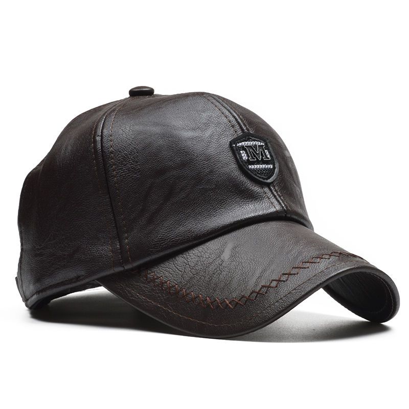 Men's Thermal Pu Leather Baseball Cap With Ear Protection Autumn_voghion.com