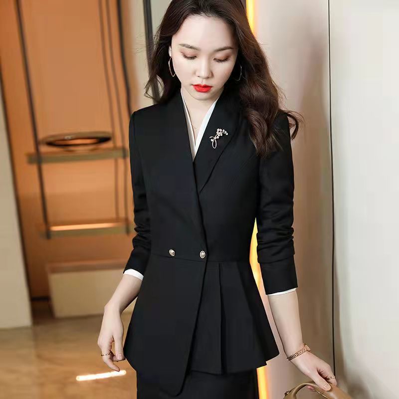 高端职业西服套装女春秋时尚气质女神范韩版西装正装珠宝店工作服