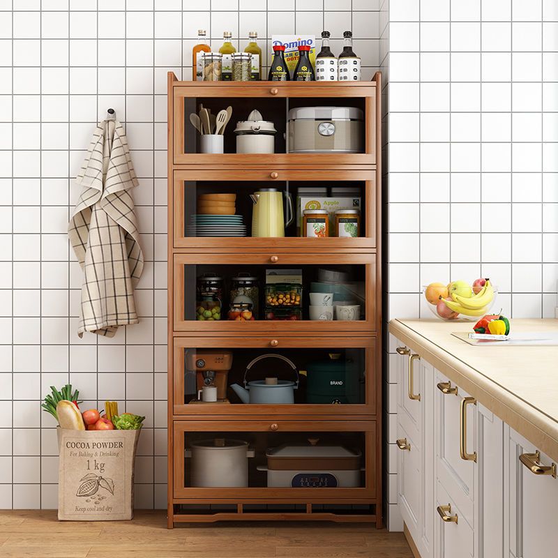 置物架厨房用品储物柜碗柜组合家用实木落地多层多功能带门餐边柜