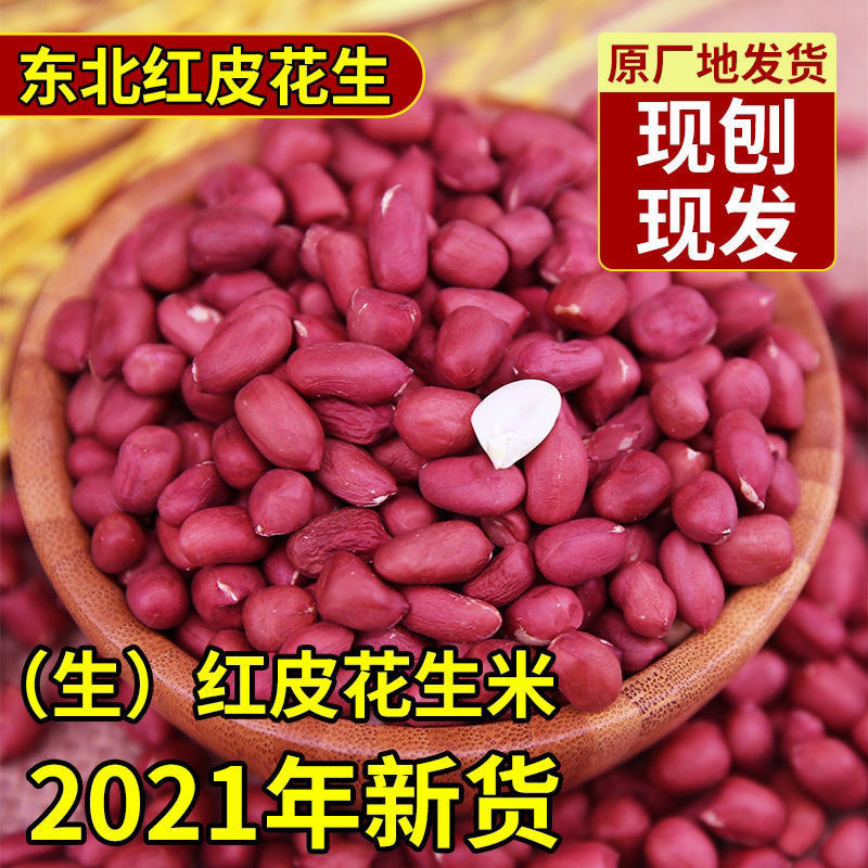 2021年东北红衣生花生米四粒红花生仁新鲜红皮不带壳生的新货