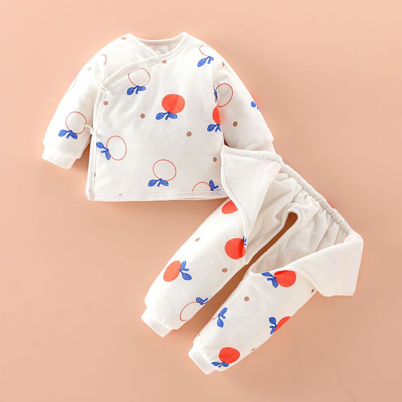婴儿棉衣套装0-3个月初生宝宝夹薄棉衣6新生婴儿衣服秋冬装纯棉袄
