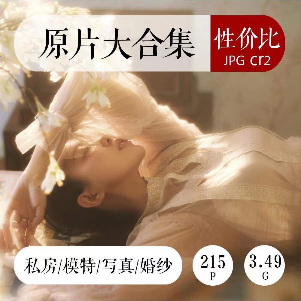 215张婚纱私房约拍原片影楼raw外模后期修图素材合计zn-12