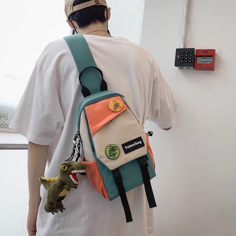胸包男士斜挎包挎肩包休閒日系學生小挎包個性單肩包輕便男小背包