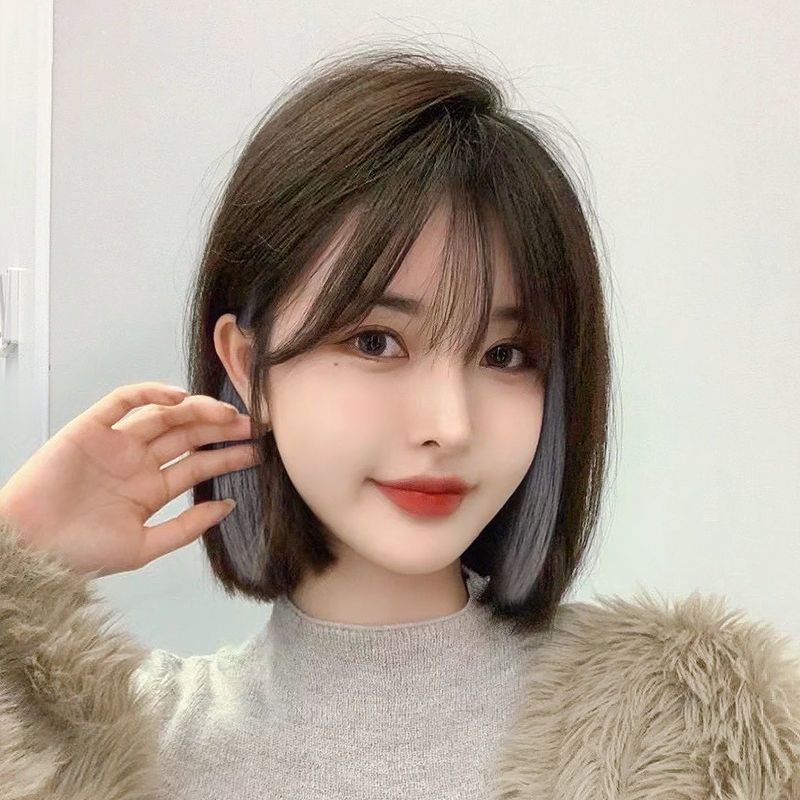 假发女短发自然仿真发丝全头套式2021年时尚新款挑染波波头假发套