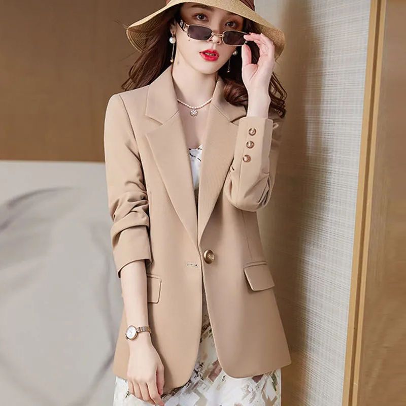 High-end suit jacket female spring and autumn  new small Korean version loose casual western non-ironing women's jacket
