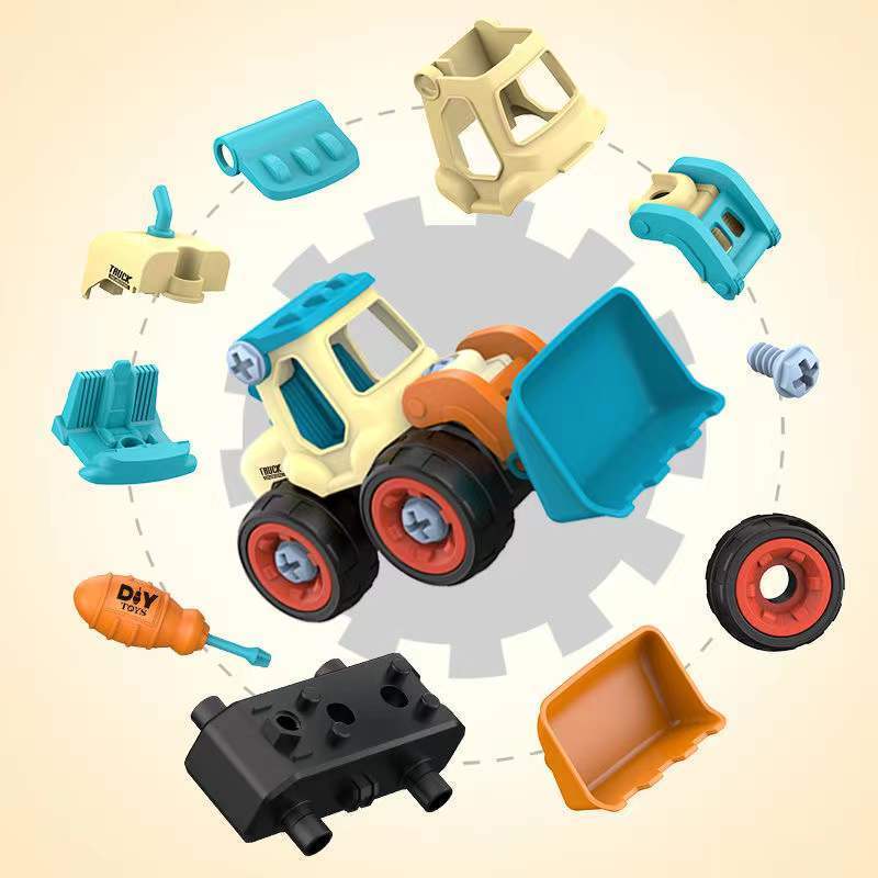 DIY可拆装工程车玩具套装 男孩螺丝组装儿童益智拆卸仿真滑行模型