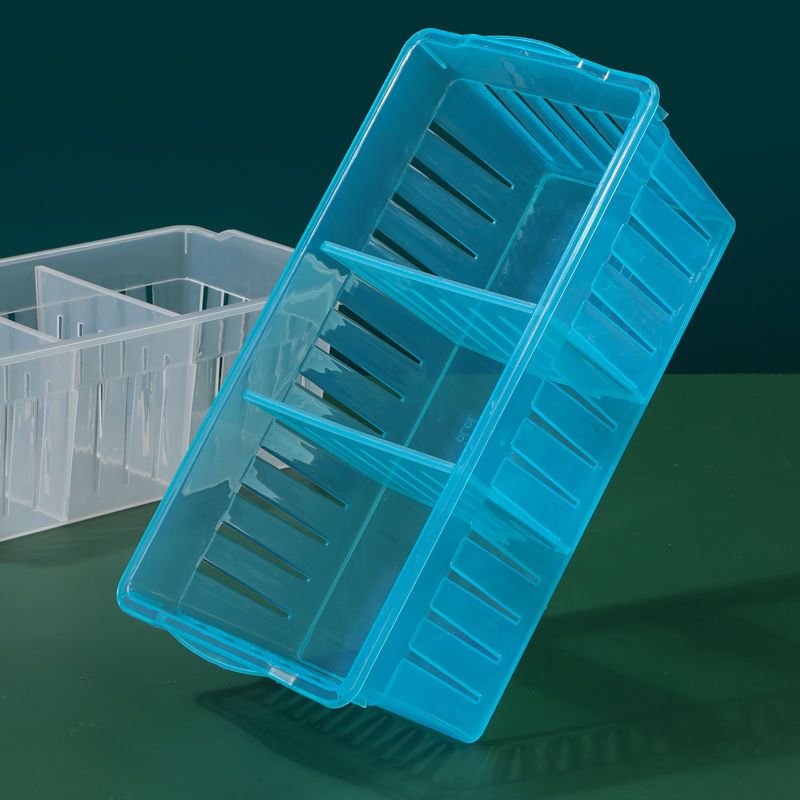 长方形透明收纳筐带隔板整理篮储物盒桌面抽屉多功能分格杂物盒