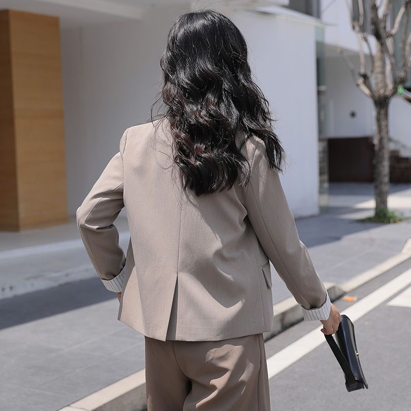 Black suit jacket women's small short style  new design sense niche Korean version loose suit jacket