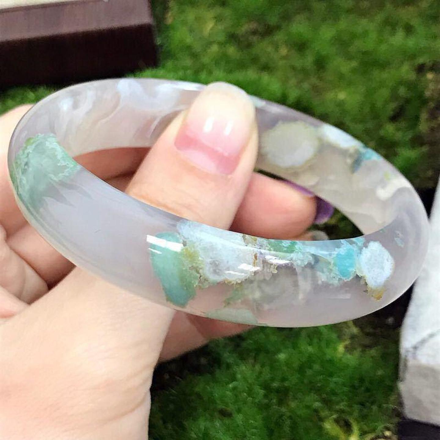 樱花玛瑙手镯老矿玉化蜜桃粉绿焦糖牛血红高紫爆晶冰透成型花镯子
