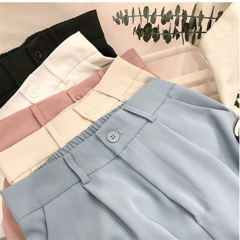 Popular high-grade foreign trade suit pants women's spring and autumn style straight tube high waist slim fashion professional work nine point pipe pants