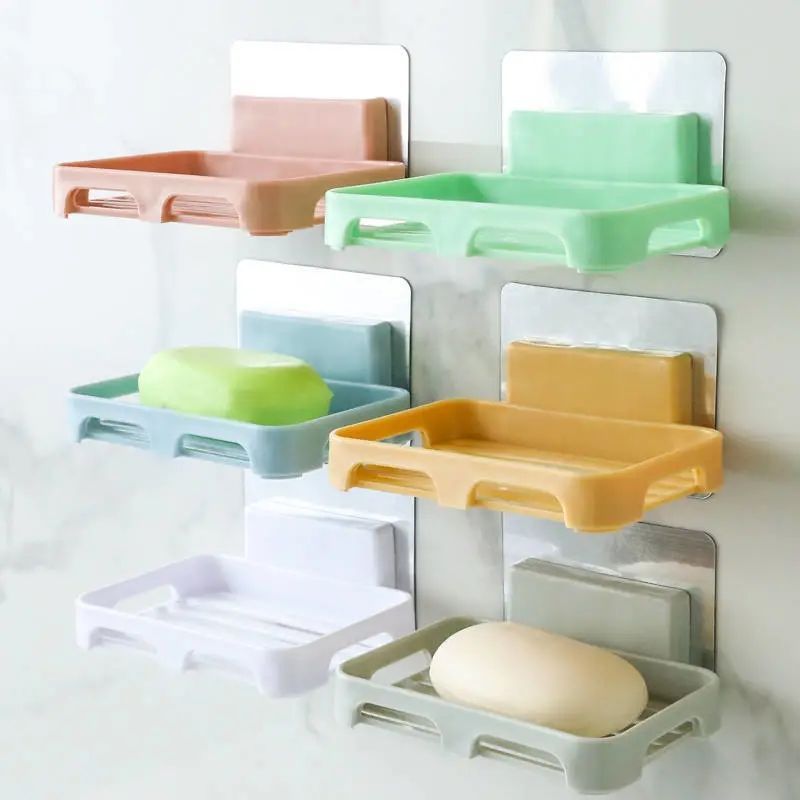 Soap box suction cup wall-mounted soap box drain toilet soap rack soap rack free punching bathroom soap box rack
