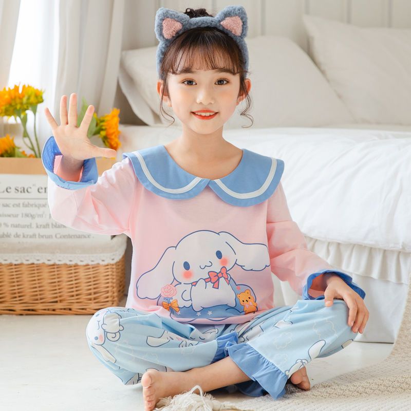 Spring and autumn children's pajamas, women's long-sleeved suits, girls' home clothes, middle-aged children's children's girls' pure cotton children's clothing hot styles