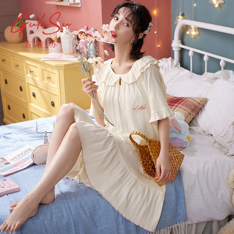 古拉苏睡裙少女纯欲性感风格2022年春夏新款棉公主风甜美家居服