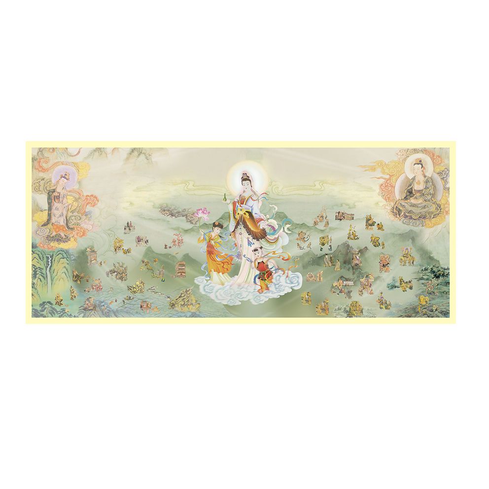 南无观音菩萨三十二化身菩萨观世音画像佛教用品佛堂客厅海报贴画