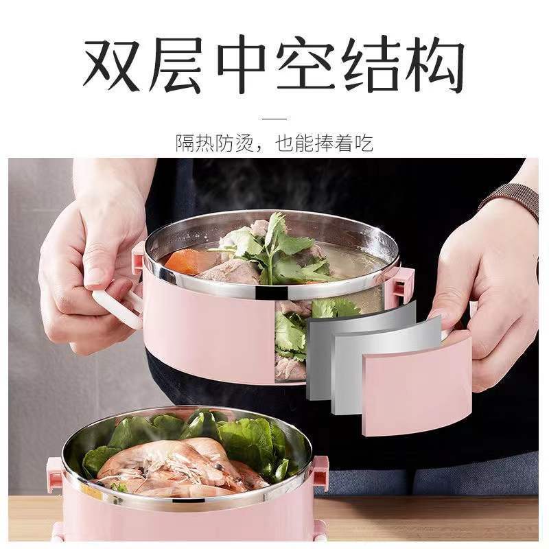 Thickened stainless steel lunch box adult office worker large capacity multi-layer thermal insulation lunch box student female partition thermal insulation bucket