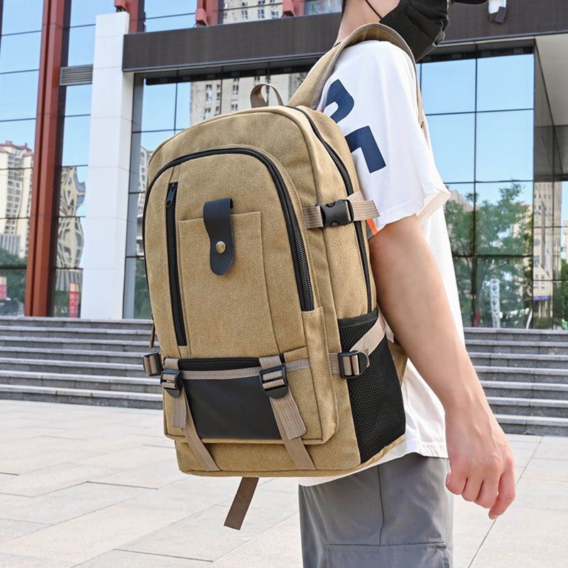 双肩包2021新款帆布大容量高中初中学生书包旅行包电脑包背包男