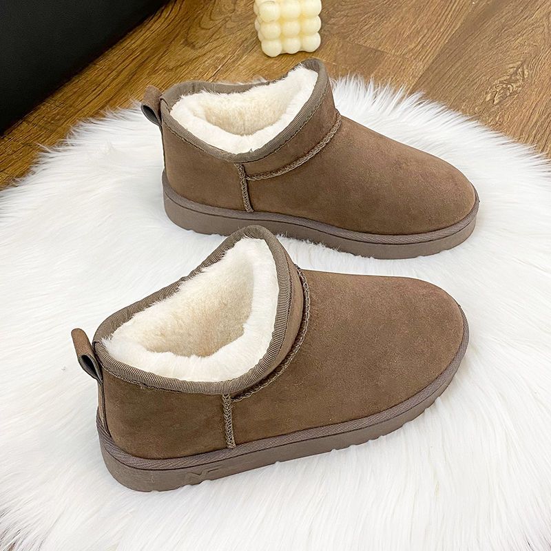 Snow boots for women 2023 new thickened velvet autumn and winter bread shoes snow cotton shoes non-slip flat bottom short tube warmth