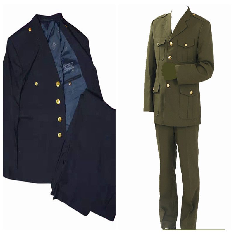 老式凡尼丁毛料藏青色海款87式夏常服春秋西服领工作服保安服套装