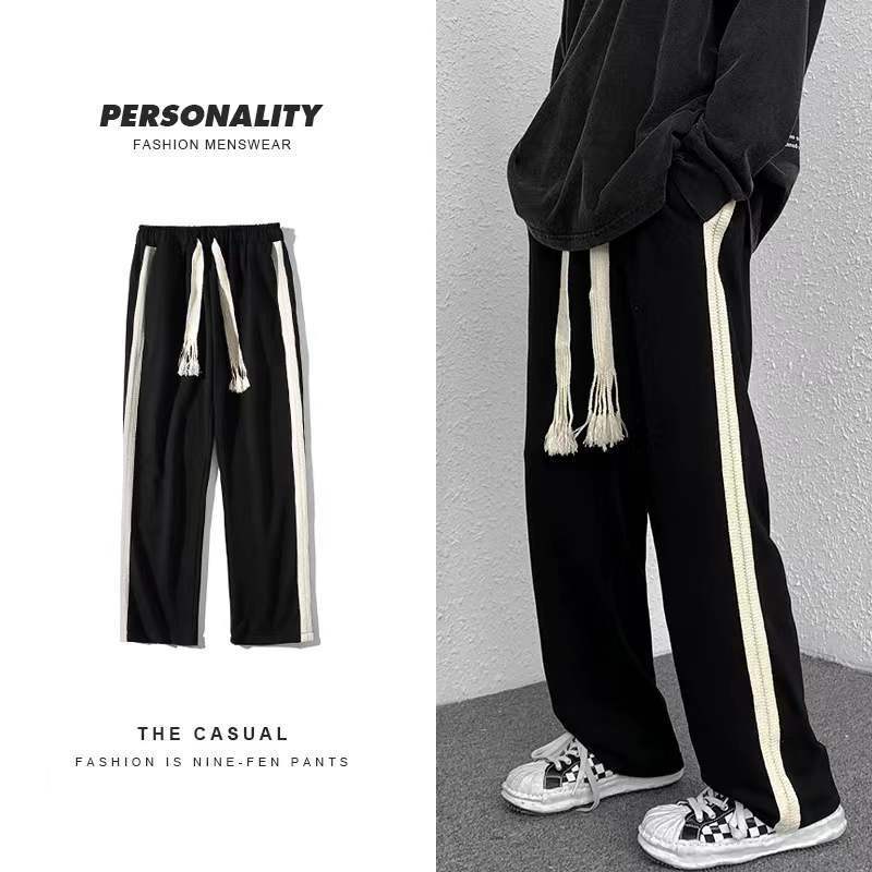  spring and autumn new woven trousers men's Korean version loose trendy handsome high street straight wide-leg sports casual pants